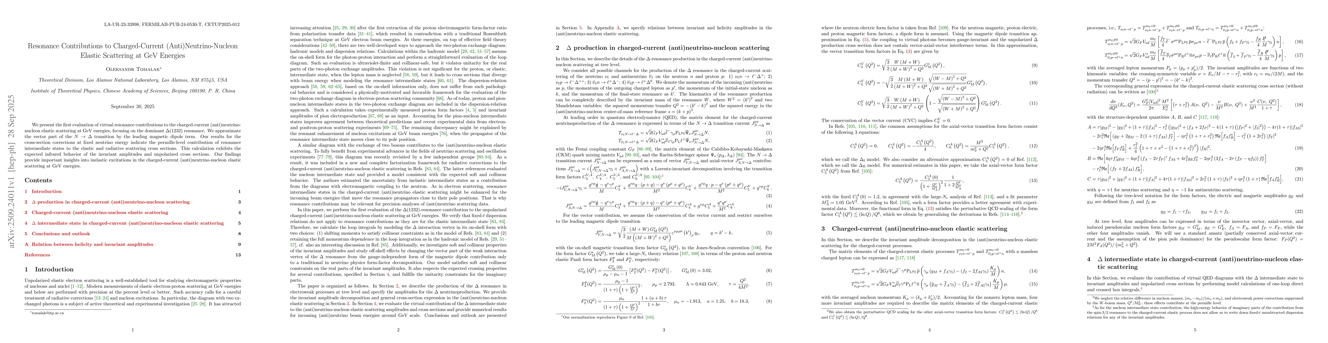 Thumbnail for Resonance Contributions to Charged-Current (Anti)Neutrino-Nucleon
  Elastic Scattering at GeV Energies