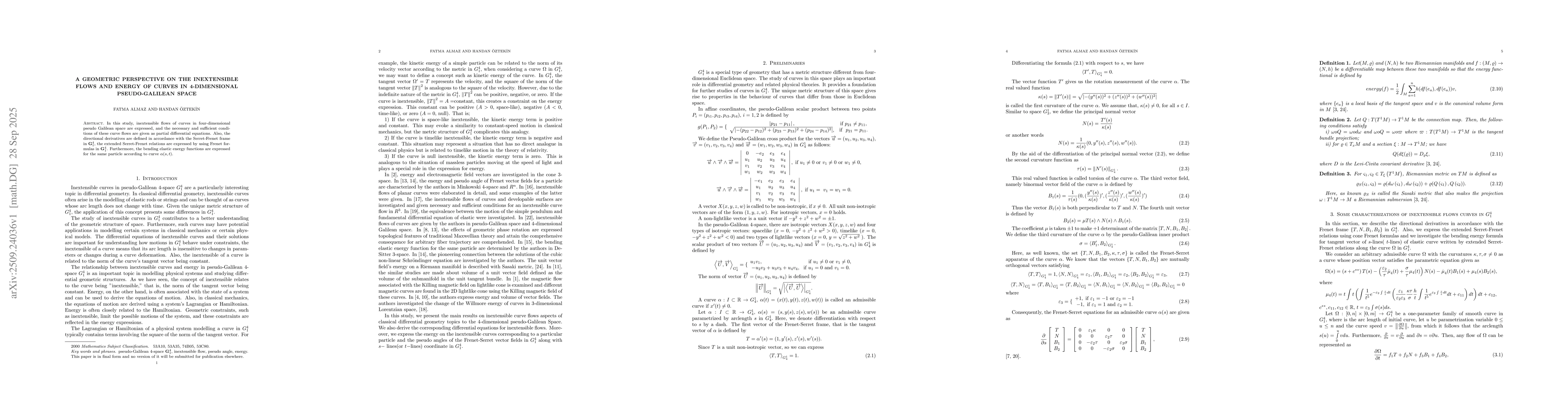 Thumbnail for A geometric perspective on the inextensible flows and energy of curves
  in 4-dimensional pseudo-Galilean space