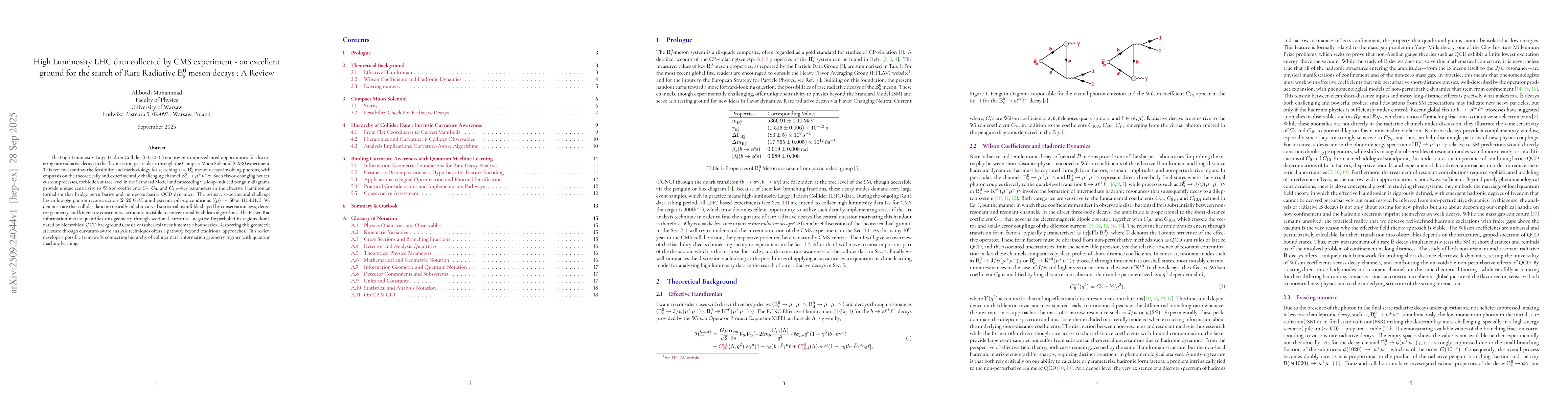 Thumbnail for High Luminosity LHC data collected by CMS experiment -- an excellent
  ground for the search of Rare Radiative $B_s^0$ meson decays: A Review