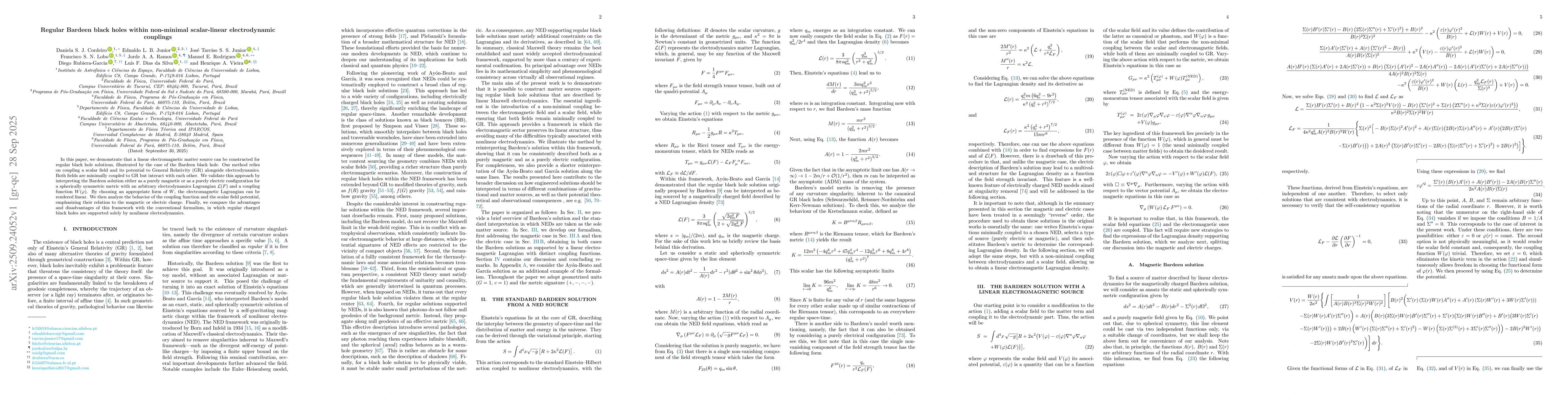 Thumbnail for Regular Bardeen black holes within non-minimal scalar-linear
  electrodynamic couplings