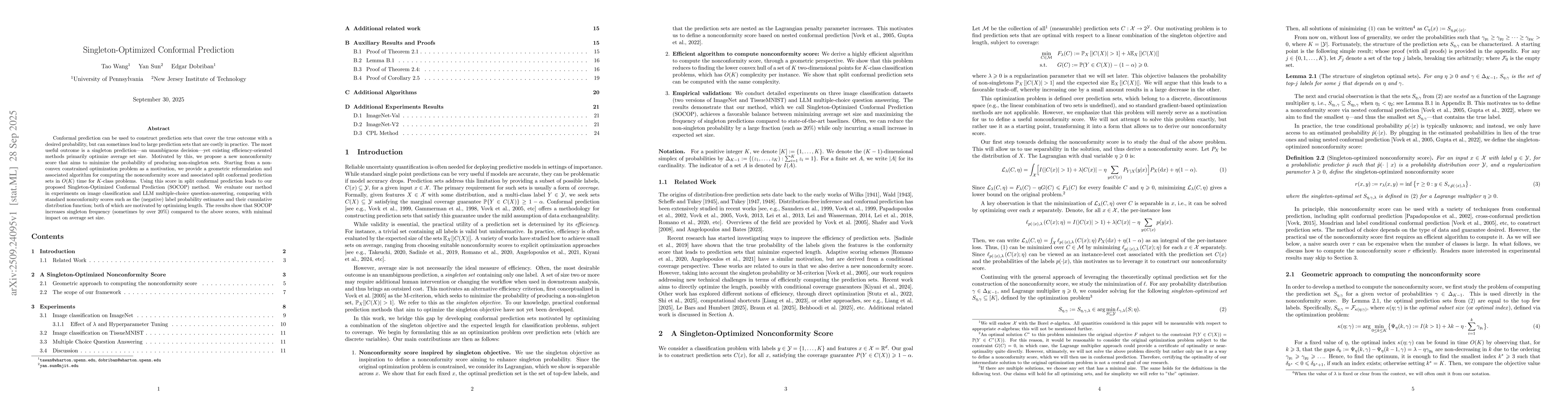 Thumbnail for Singleton-Optimized Conformal Prediction