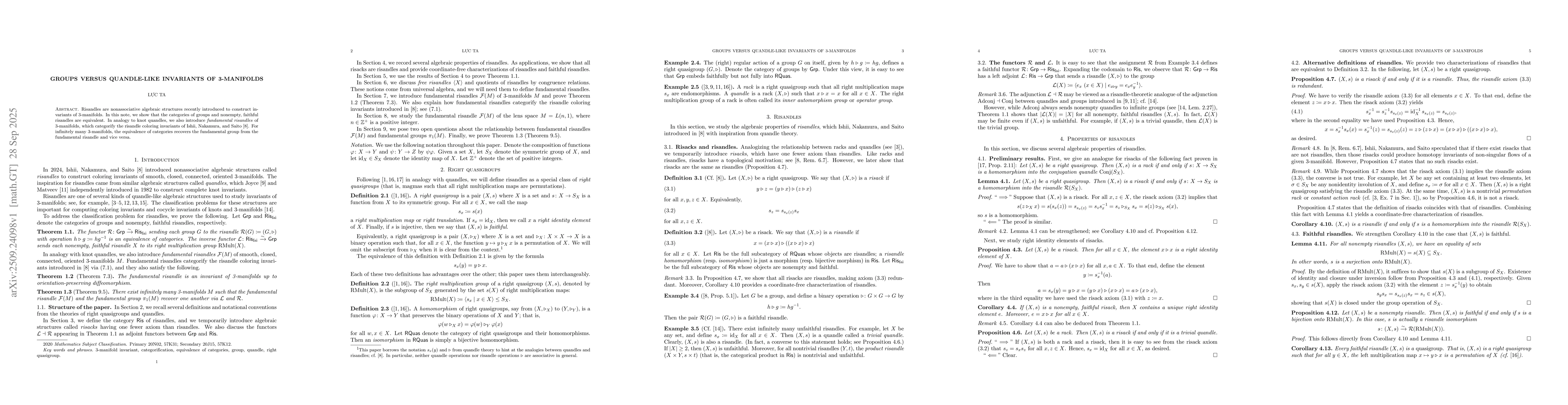 Thumbnail for Groups versus quandle-like invariants of 3-manifolds