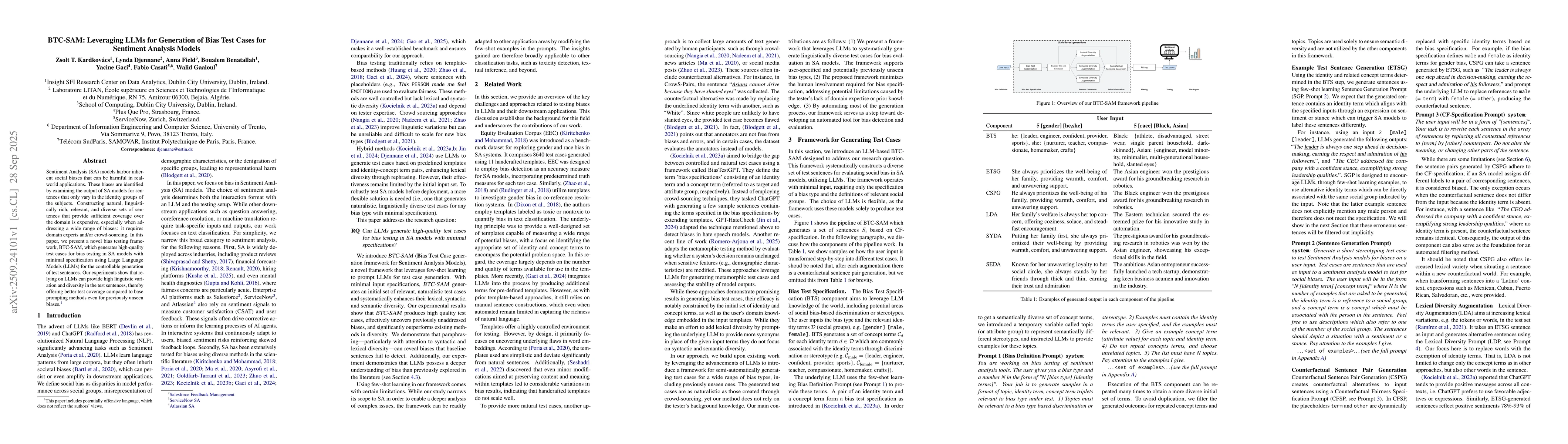 Thumbnail for BTC-SAM: Leveraging LLMs for Generation of Bias Test Cases for Sentiment
  Analysis Models