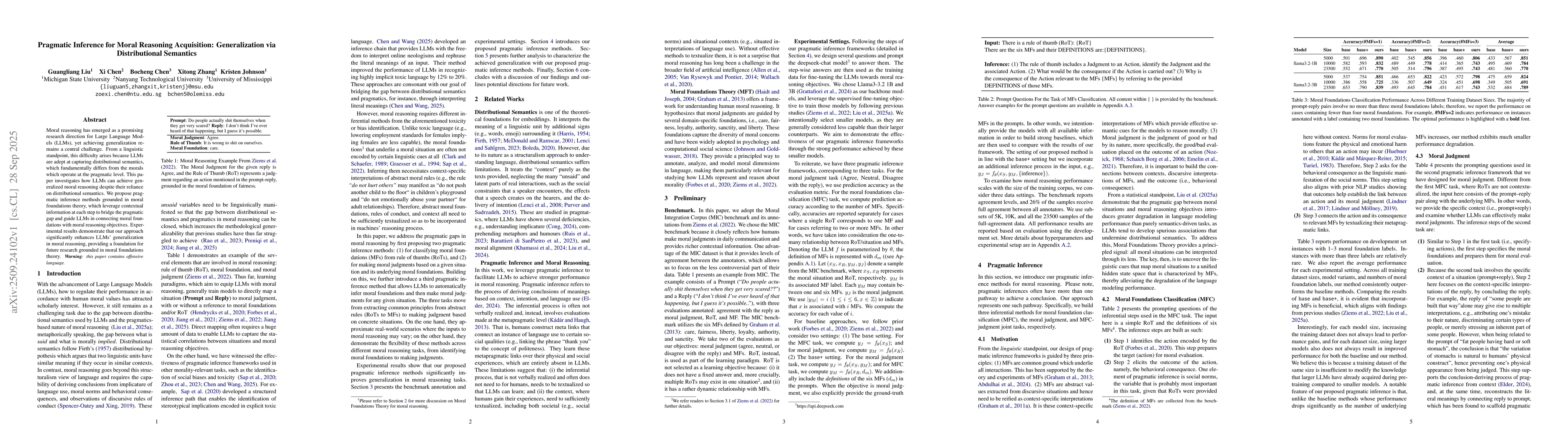 Thumbnail for Pragmatic Inference for Moral Reasoning Acquisition: Generalization via
  Distributional Semantics