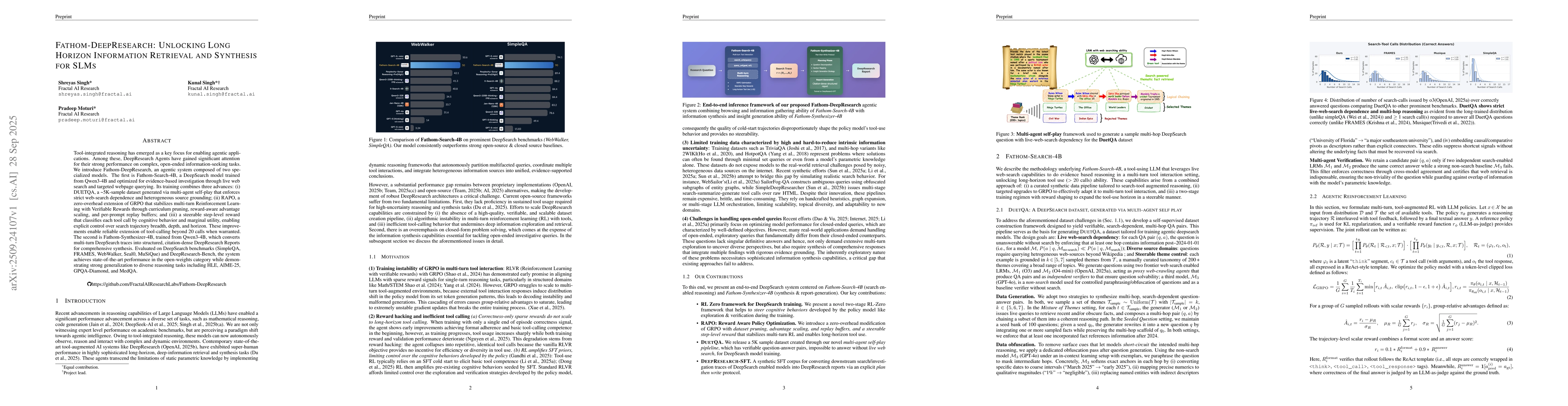 Thumbnail for Fathom-DeepResearch: Unlocking Long Horizon Information Retrieval and
  Synthesis for SLMs