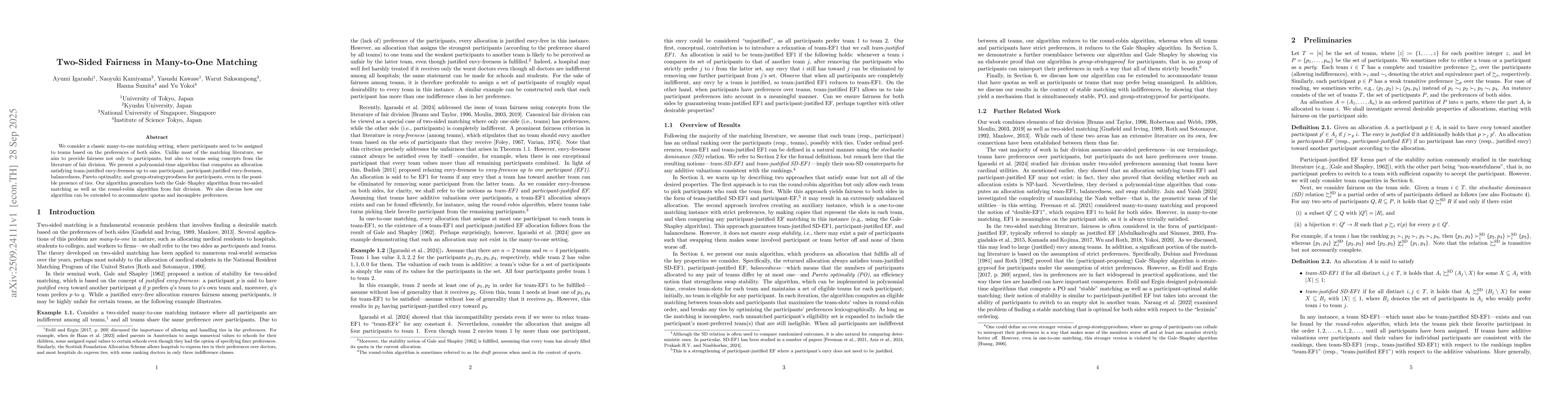 Thumbnail for Two-Sided Fairness in Many-to-One Matching