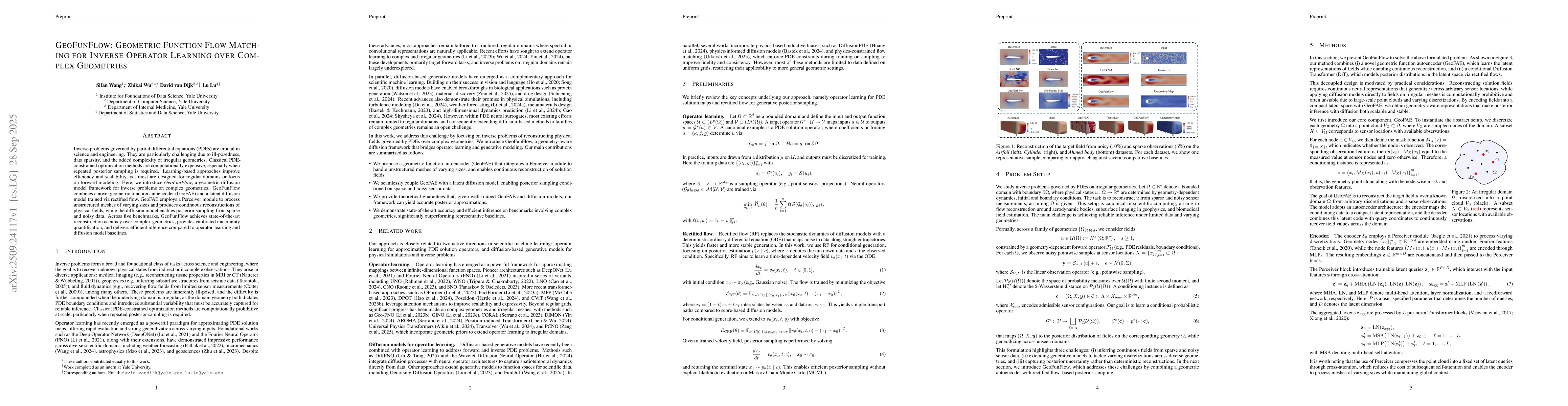 Thumbnail for GeoFunFlow: Geometric Function Flow Matching for Inverse Operator
  Learning over Complex Geometries