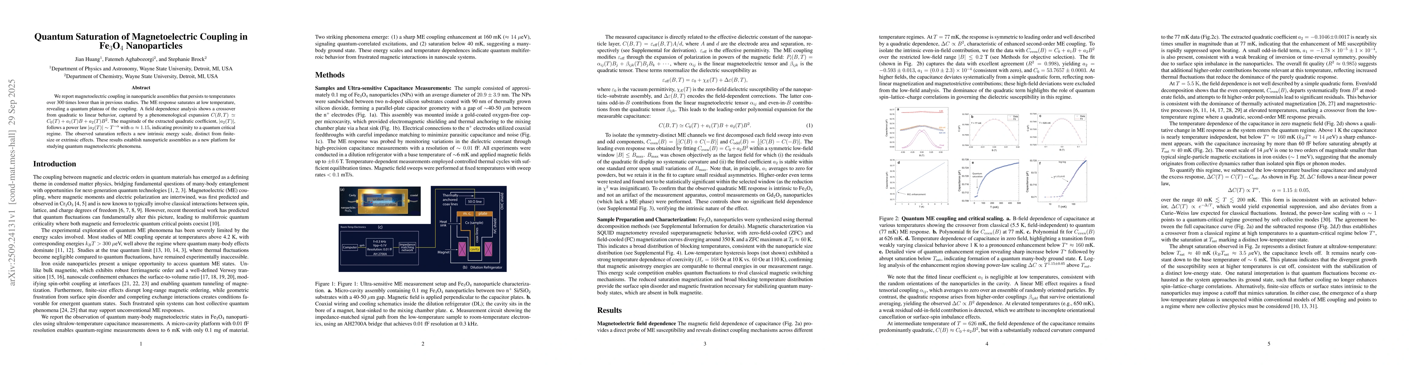 Thumbnail for Quantum Saturation of Magnetoelectric Coupling in Fe$_3$O$_4$
  Nanoparticles