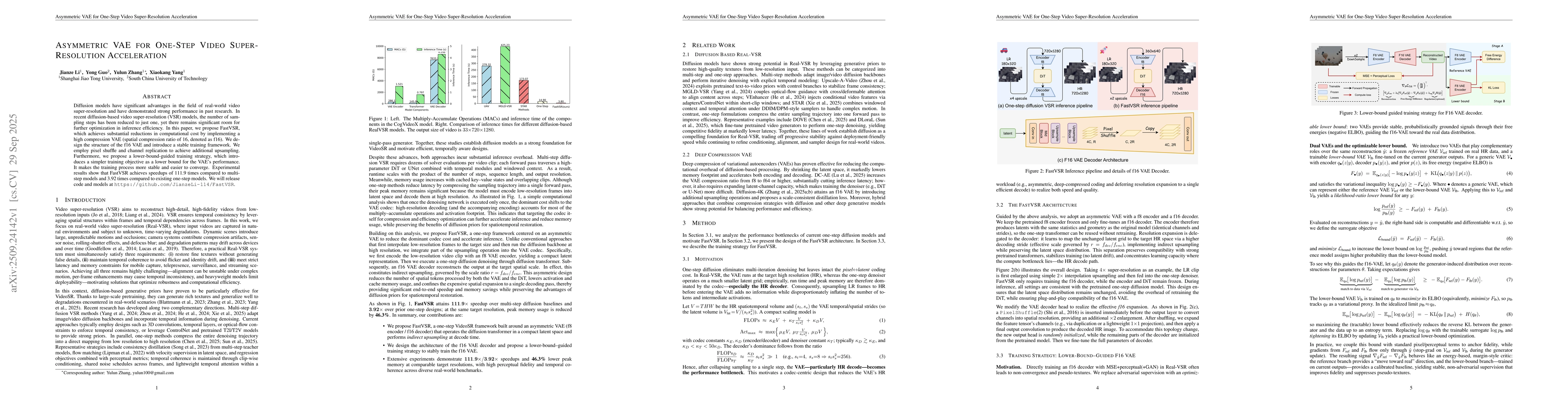Thumbnail for Asymmetric VAE for One-Step Video Super-Resolution Acceleration