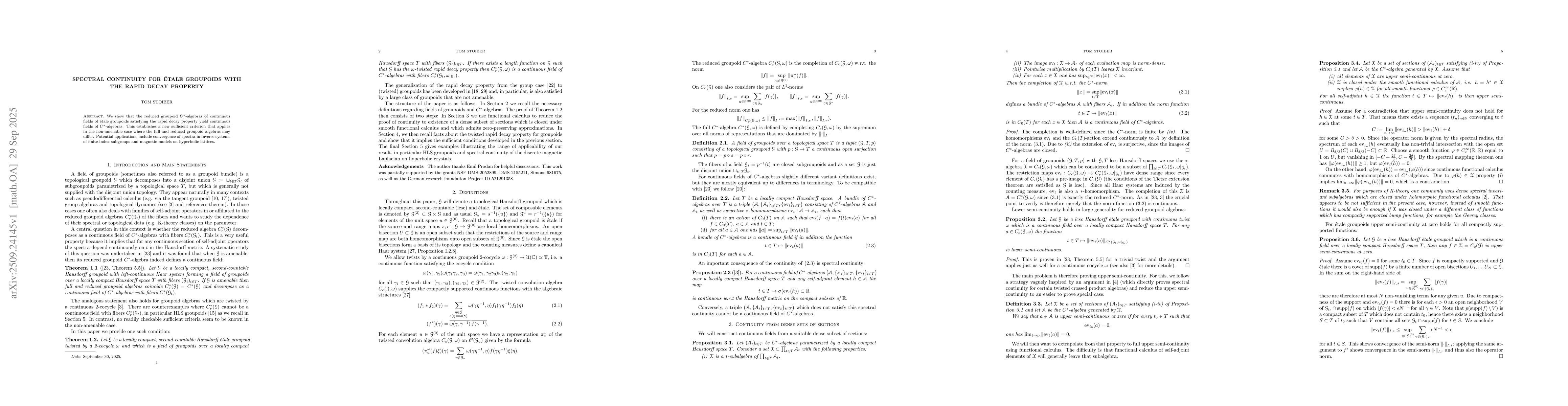 Thumbnail for Spectral continuity for étale groupoids with the Rapid decay property