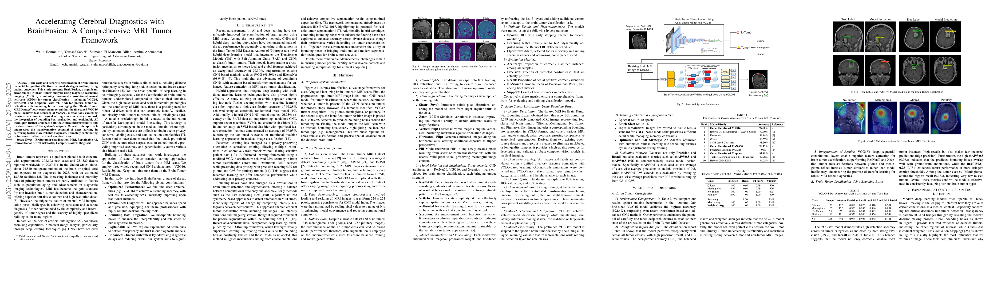 Thumbnail for Accelerating Cerebral Diagnostics with BrainFusion: A Comprehensive MRI
  Tumor Framework