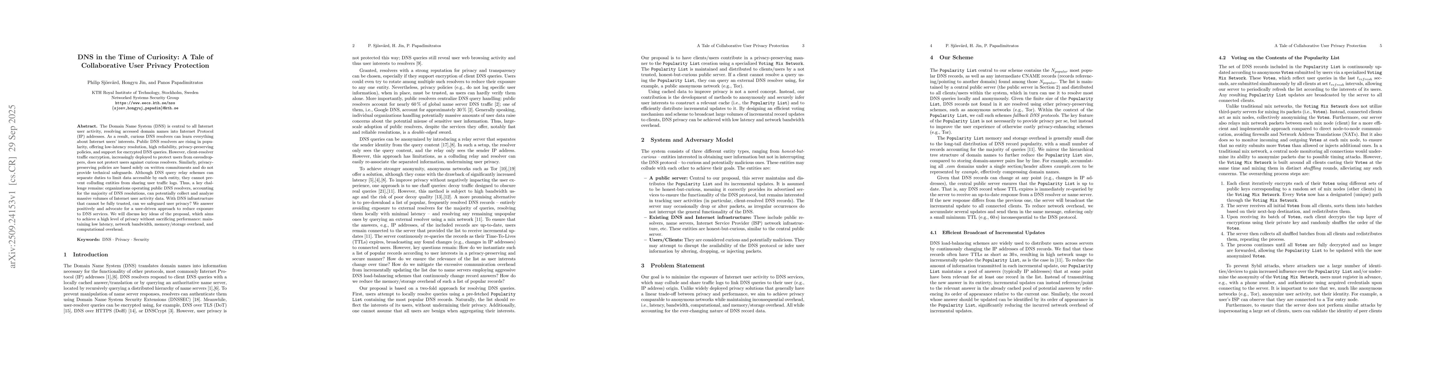 Thumbnail for DNS in the Time of Curiosity: A Tale of Collaborative User Privacy
  Protection