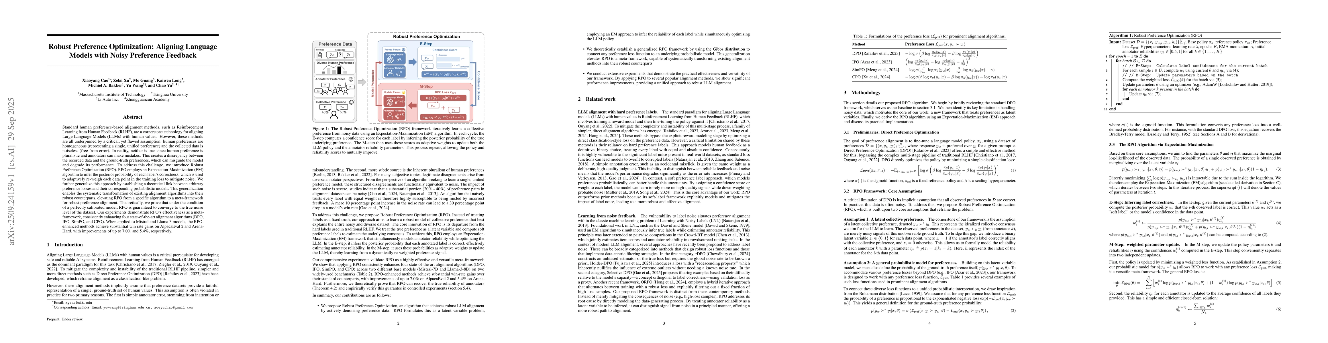 Thumbnail for Robust Preference Optimization: Aligning Language Models with Noisy
  Preference Feedback