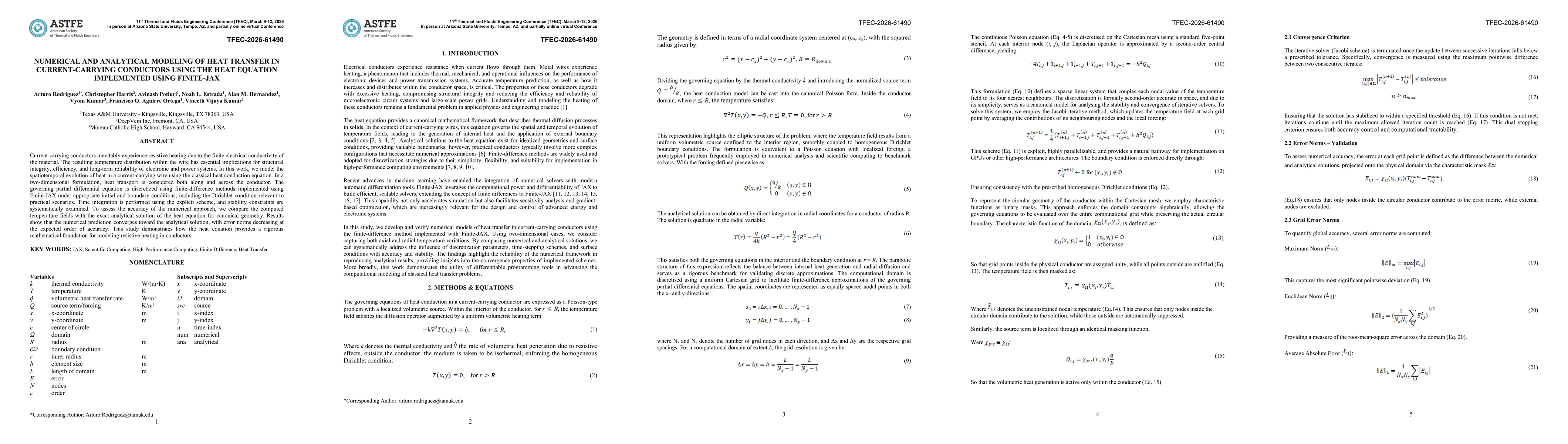 Thumbnail for Numerical and analytical modeling of heat equation in current-carrying
  conductors using the heat equation implemented using Finite-JAX