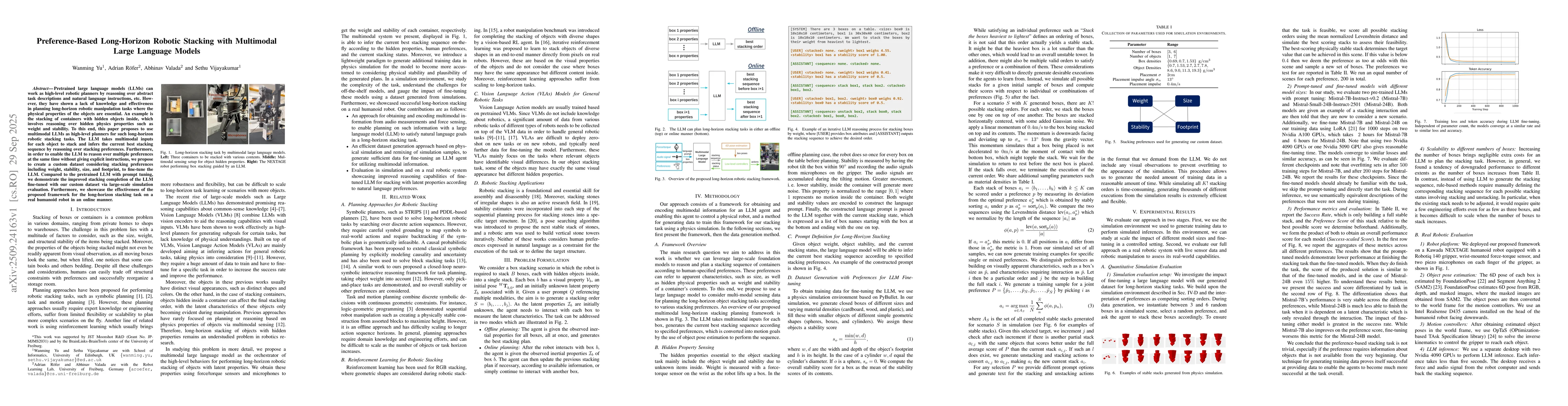 Thumbnail for Preference-Based Long-Horizon Robotic Stacking with Multimodal Large
  Language Models