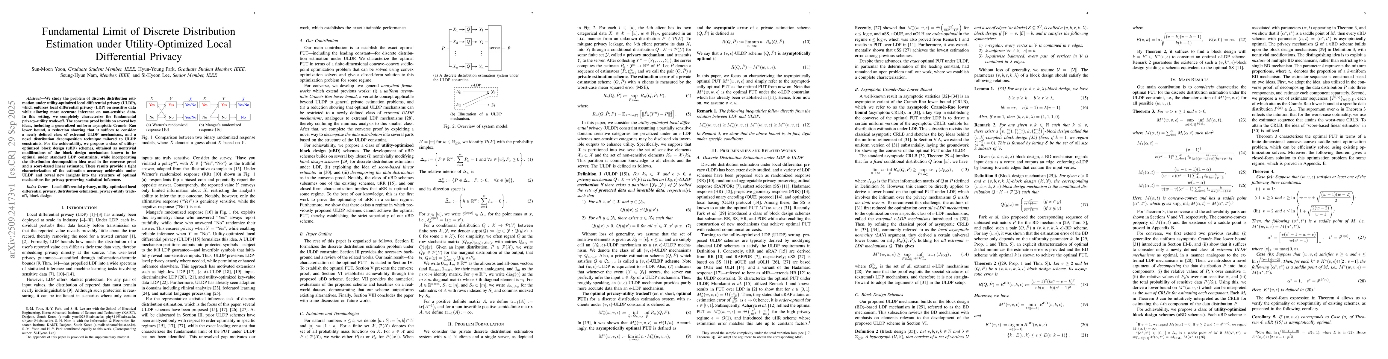 Thumbnail for Fundamental Limit of Discrete Distribution Estimation under
  Utility-Optimized Local Differential Privacy