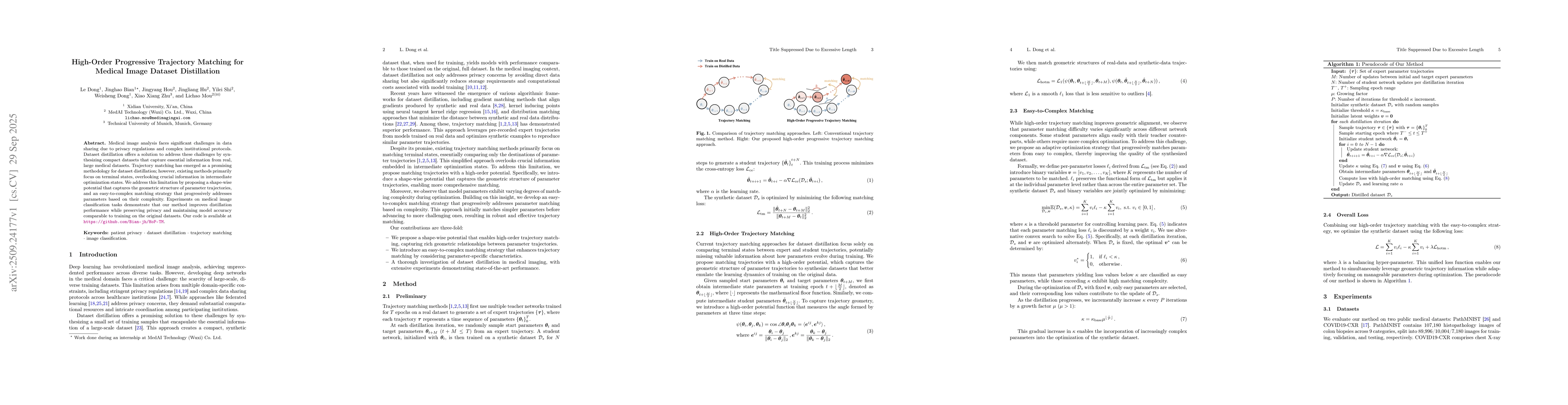 Thumbnail for High-Order Progressive Trajectory Matching for Medical Image Dataset
  Distillation