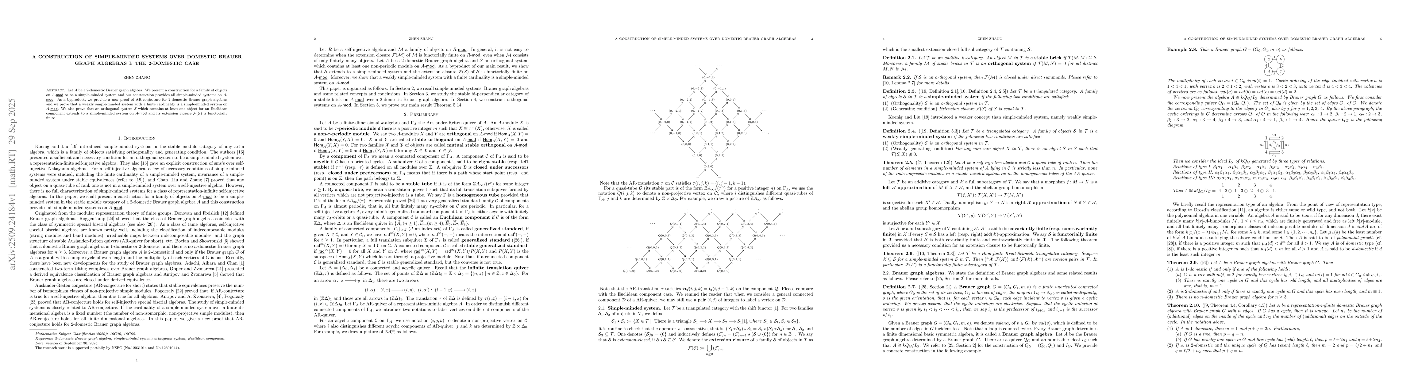 Thumbnail for A construction of simple-minded systems over domestic Brauer graph
  algebras
