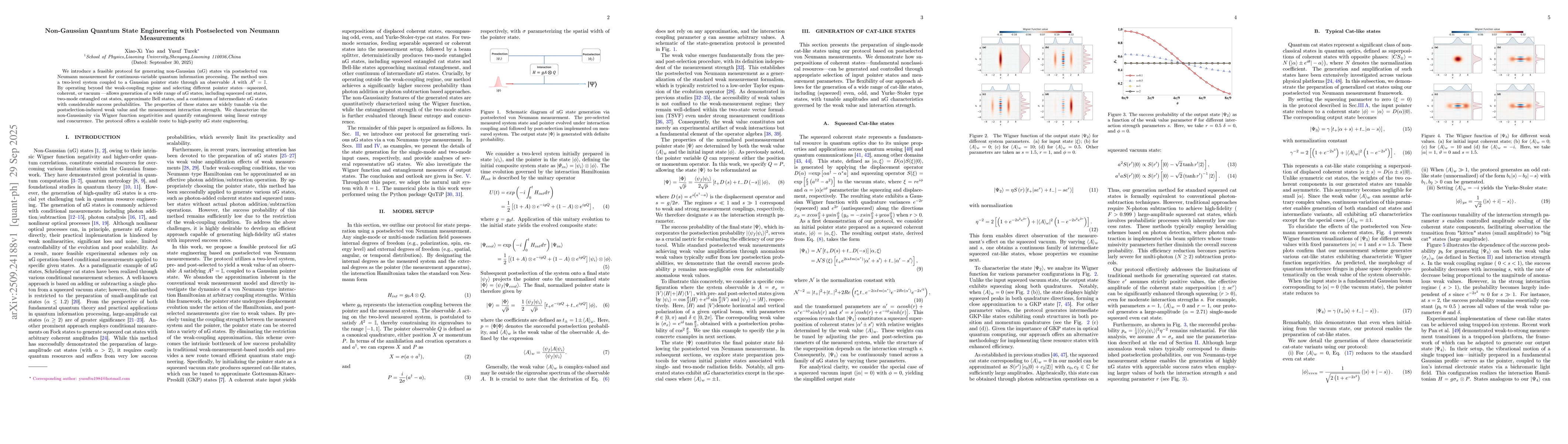 Thumbnail for Non-Gaussian Quantum State Engineering with Postselected von Neumann
  Measurements