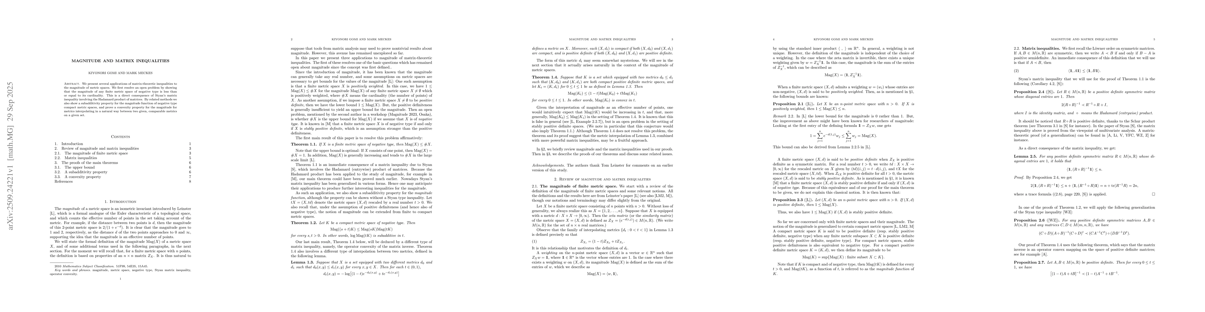 Thumbnail for Magnitude and matrix inequalities