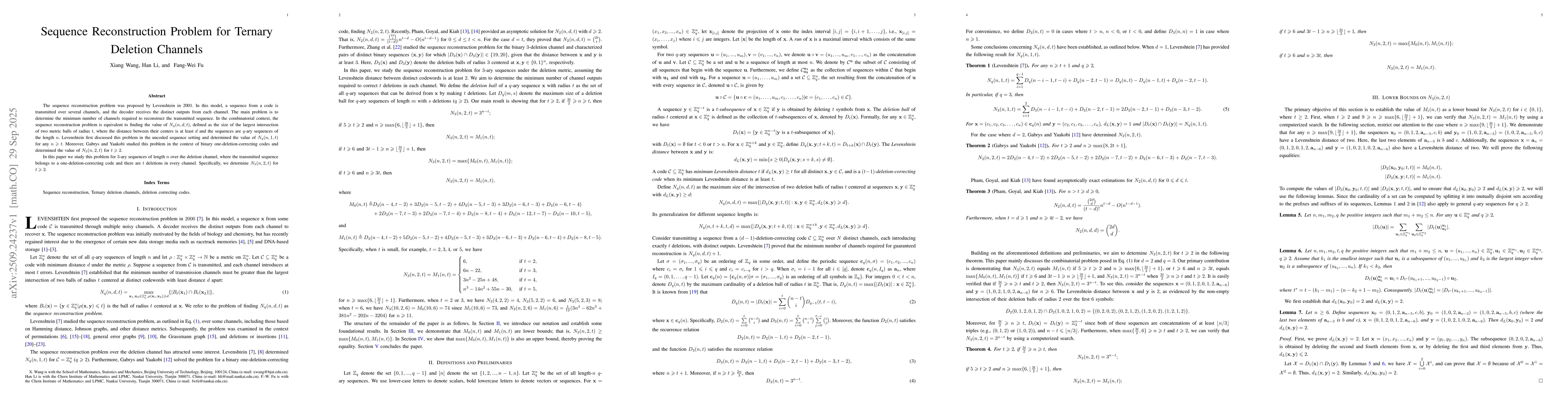 Thumbnail for Sequence Reconstruction Problem for Ternary Deletion Channels