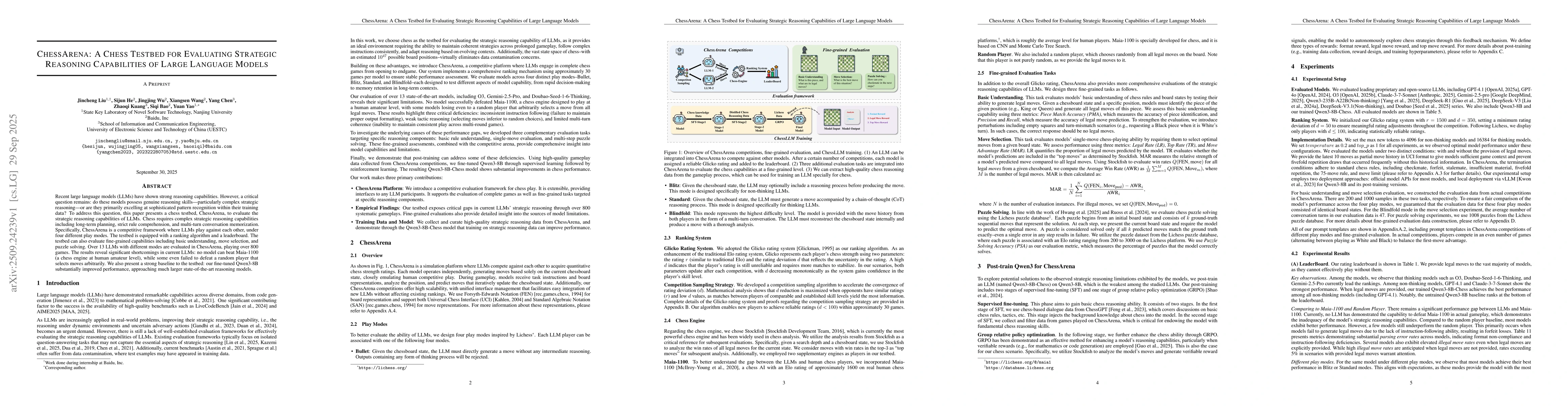 Thumbnail for ChessArena: A Chess Testbed for Evaluating Strategic Reasoning
  Capabilities of Large Language Models