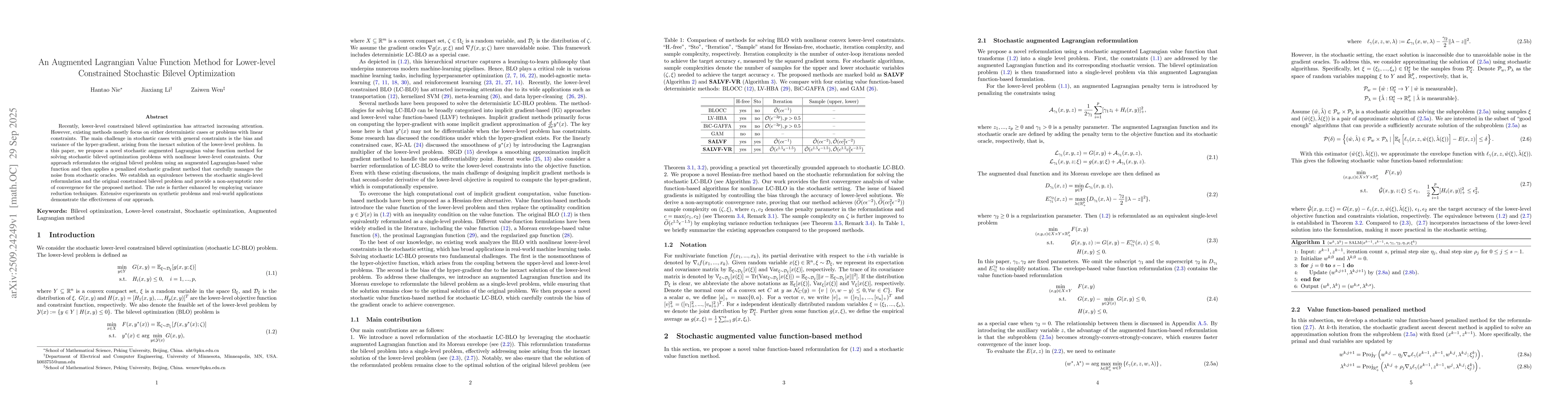 Thumbnail for An Augmented Lagrangian Value Function Method for Lower-level
  Constrained Stochastic Bilevel Optimization