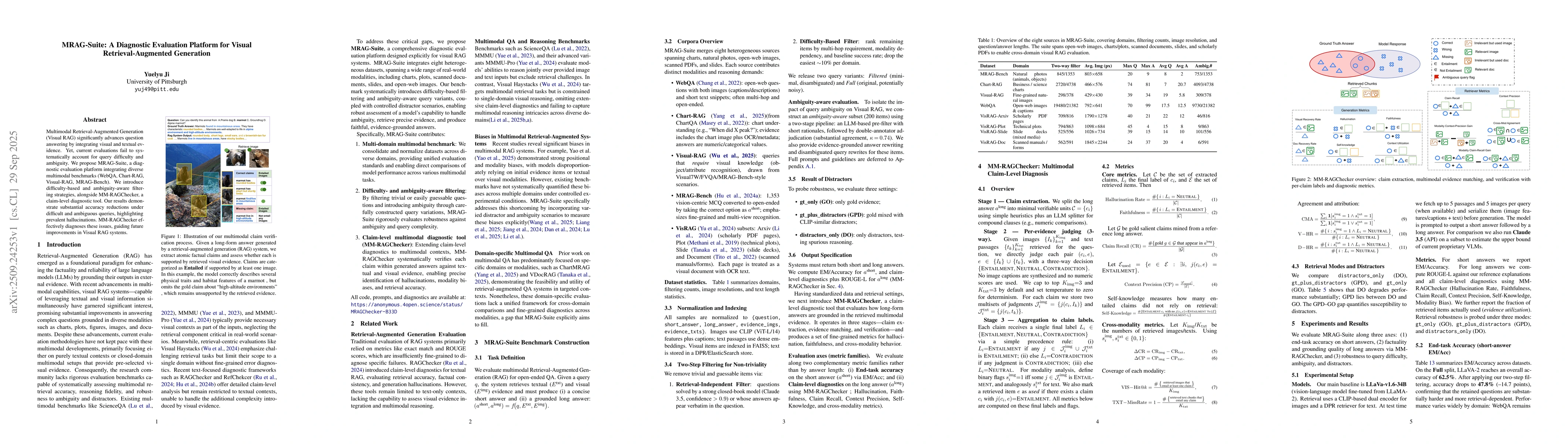 Thumbnail for MRAG-Suite: A Diagnostic Evaluation Platform for Visual
  Retrieval-Augmented Generation