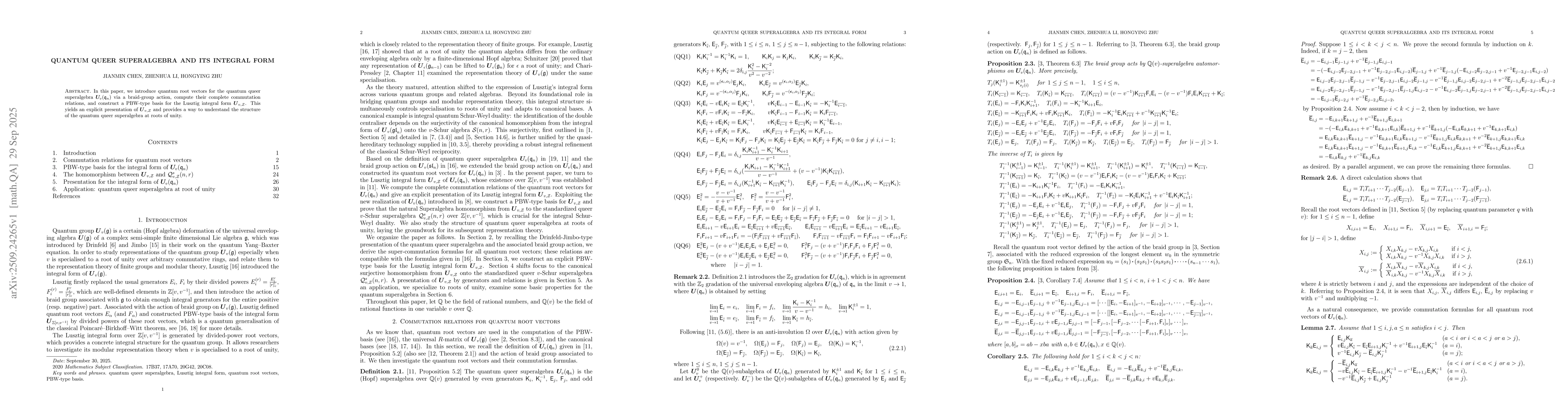 Thumbnail for Quantum queer superalgebra and its integral form