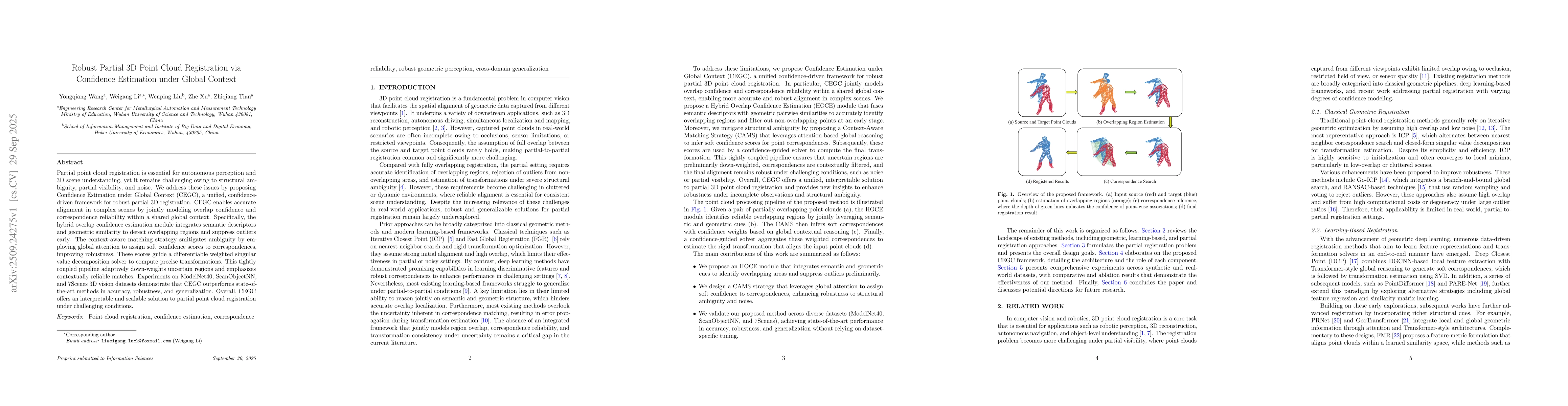 Thumbnail for Robust Partial 3D Point Cloud Registration via Confidence Estimation
  under Global Context