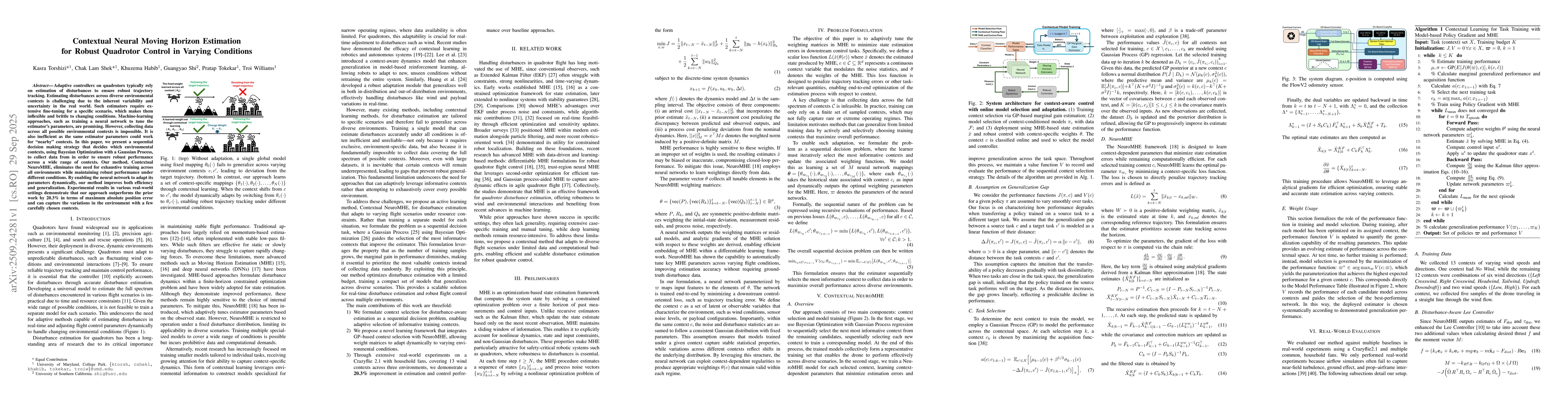 Thumbnail for Contextual Neural Moving Horizon Estimation for Robust Quadrotor Control
  in Varying Conditions