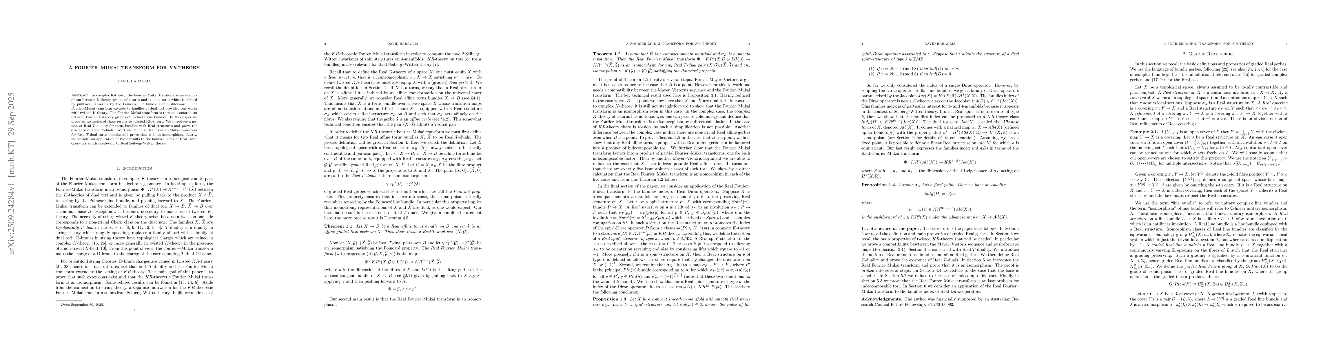 Thumbnail for A Fourier-Mukai Transform For KR Theory