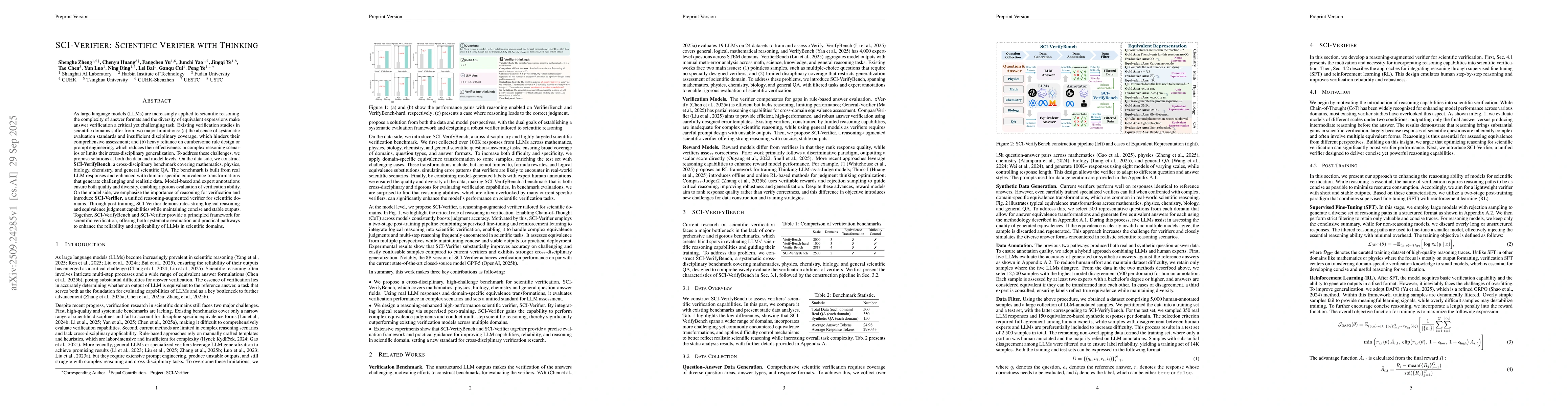 Thumbnail for SCI-Verifier: Scientific Verifier with Thinking