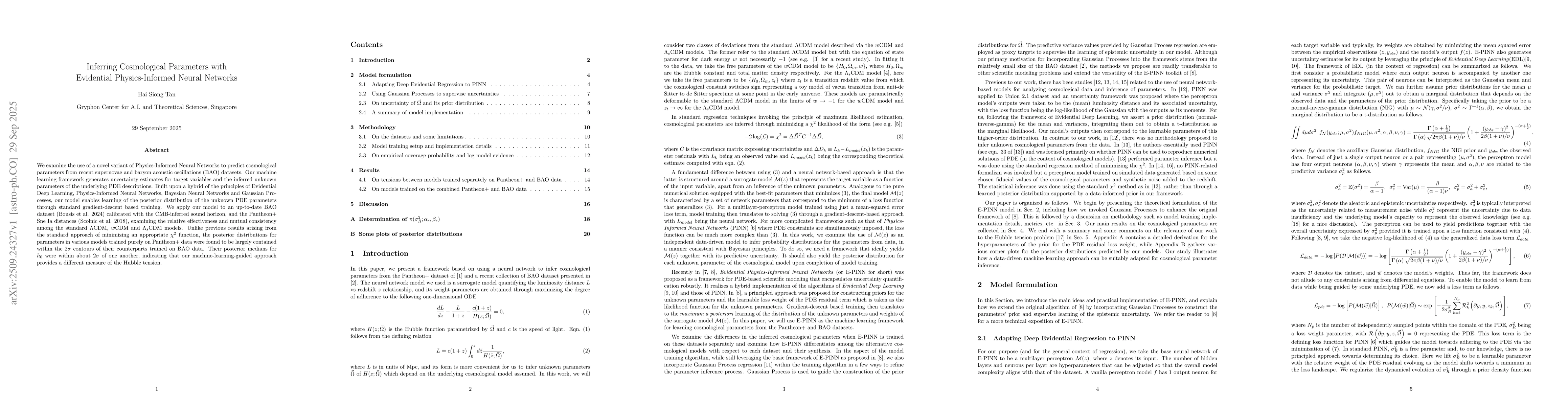 Thumbnail for Inferring Cosmological Parameters with Evidential Physics-Informed
  Neural Networks