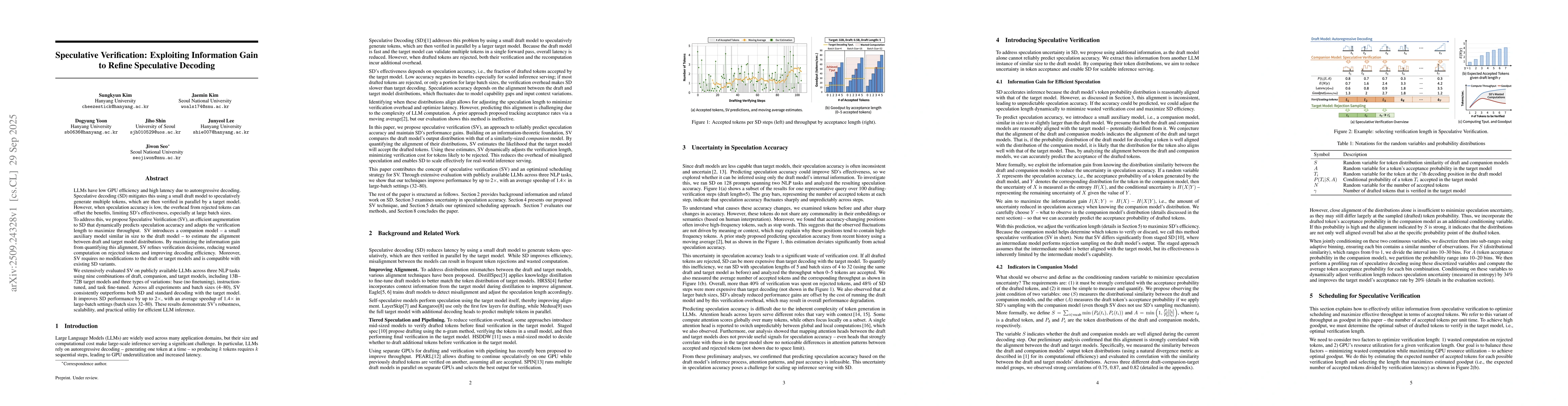 Thumbnail for Speculative Verification: Exploiting Information Gain to Refine
  Speculative Decoding