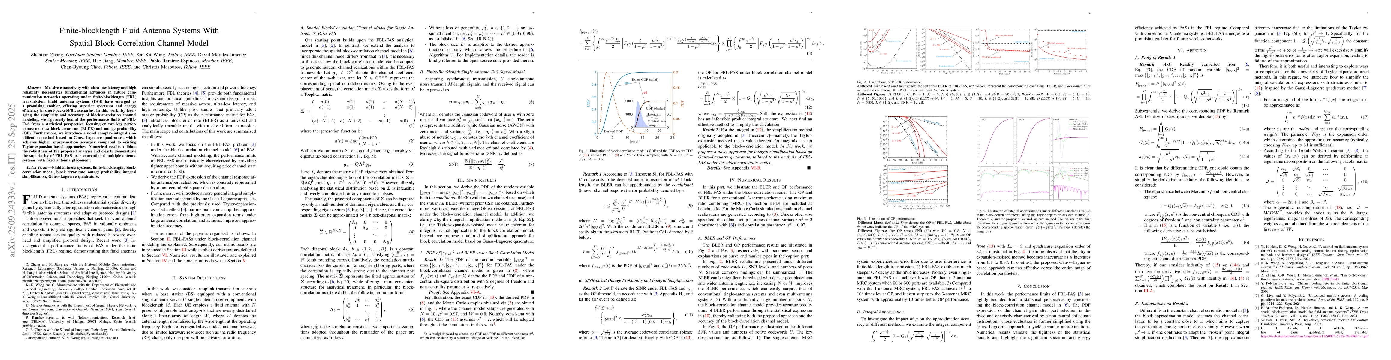 Thumbnail for Finite-blocklength Fluid Antenna Systems With Spatial Block-Correlation
  Channel Model