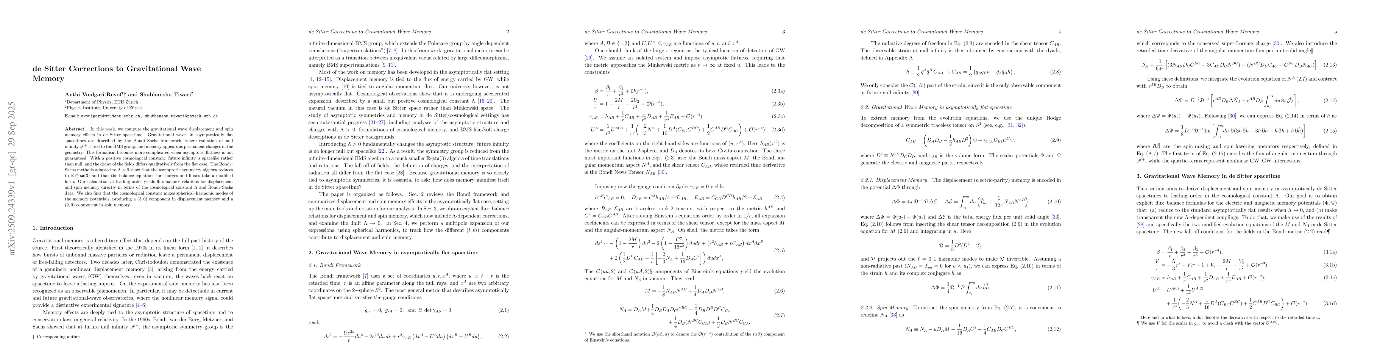 Thumbnail for de Sitter Corrections to Gravitational Wave Memory