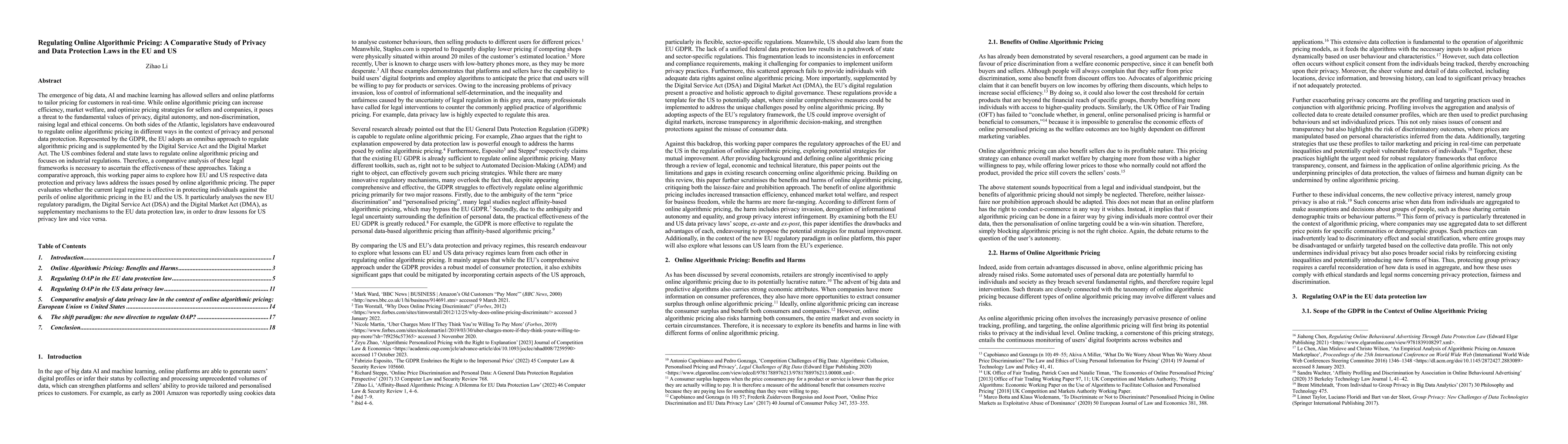 Thumbnail for Regulating Online Algorithmic Pricing: A Comparative Study of Privacy
  and Data Protection Laws in the EU and US