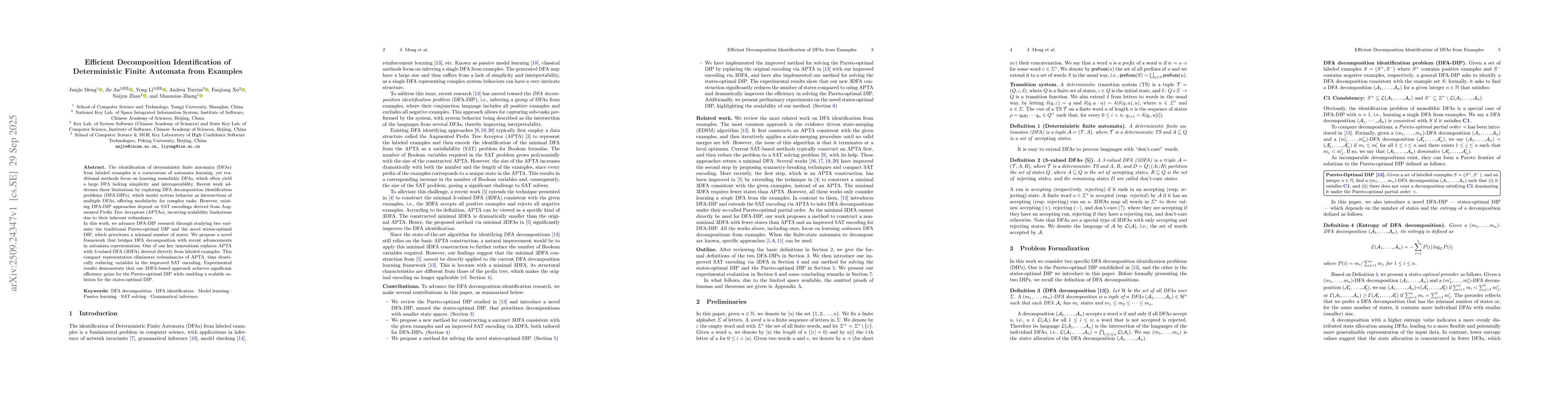 Thumbnail for Efficient Decomposition Identification of Deterministic Finite Automata
  from Examples