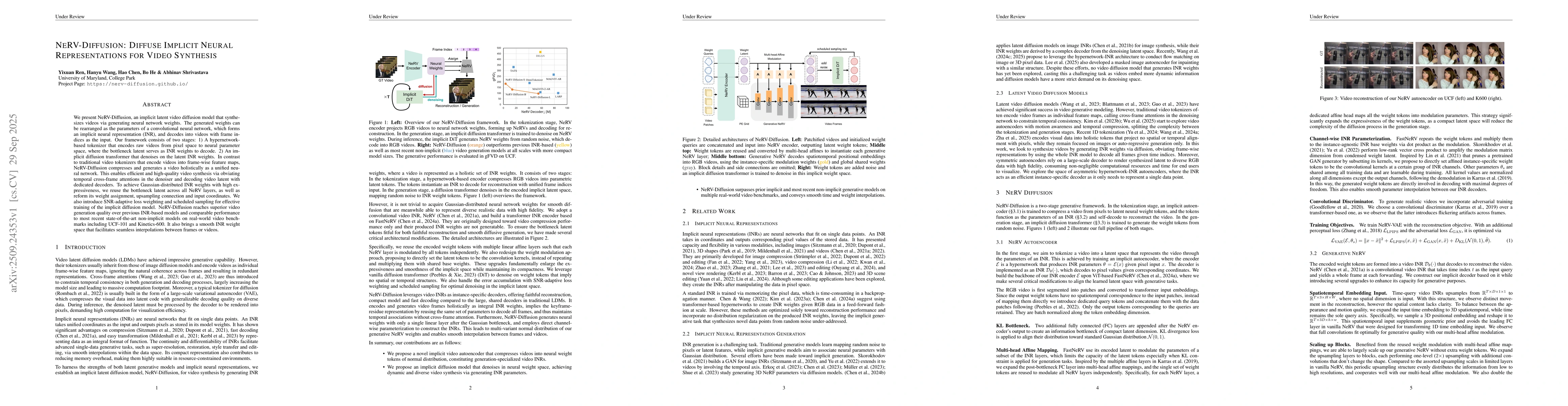 Thumbnail for NeRV-Diffusion: Diffuse Implicit Neural Representations for Video
  Synthesis