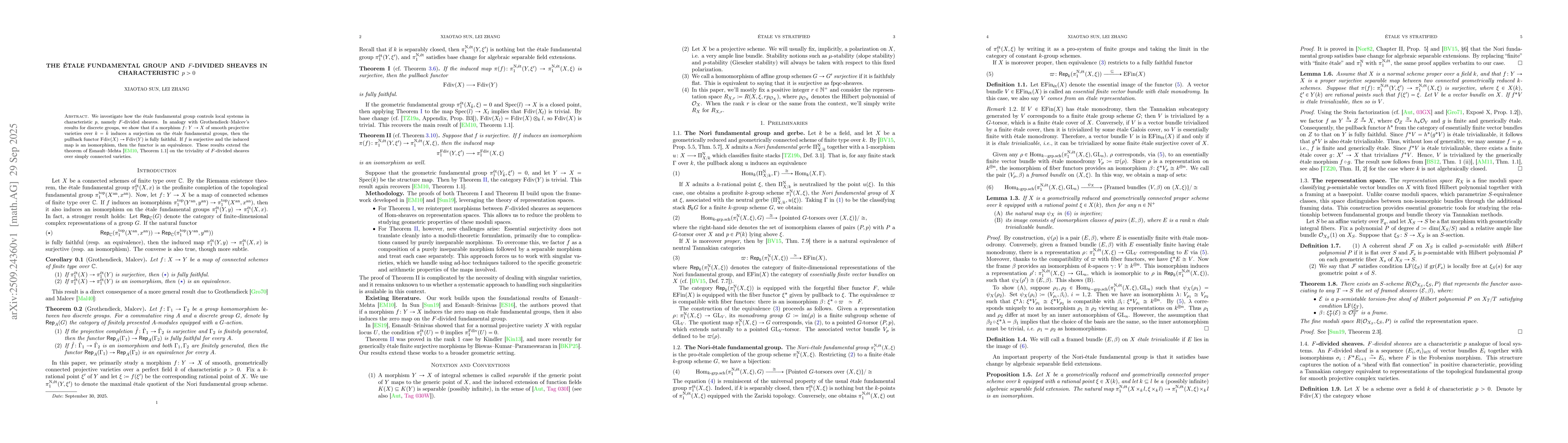 Thumbnail for The ĂŠtale fundamental group and $F$-divided sheaves in characteristic
  $p>0$