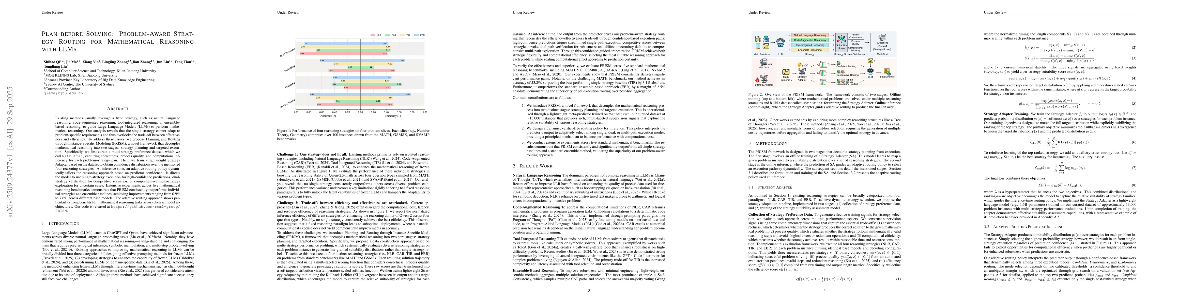 Thumbnail for Plan before Solving: Problem-Aware Strategy Routing for Mathematical
  Reasoning with LLMs