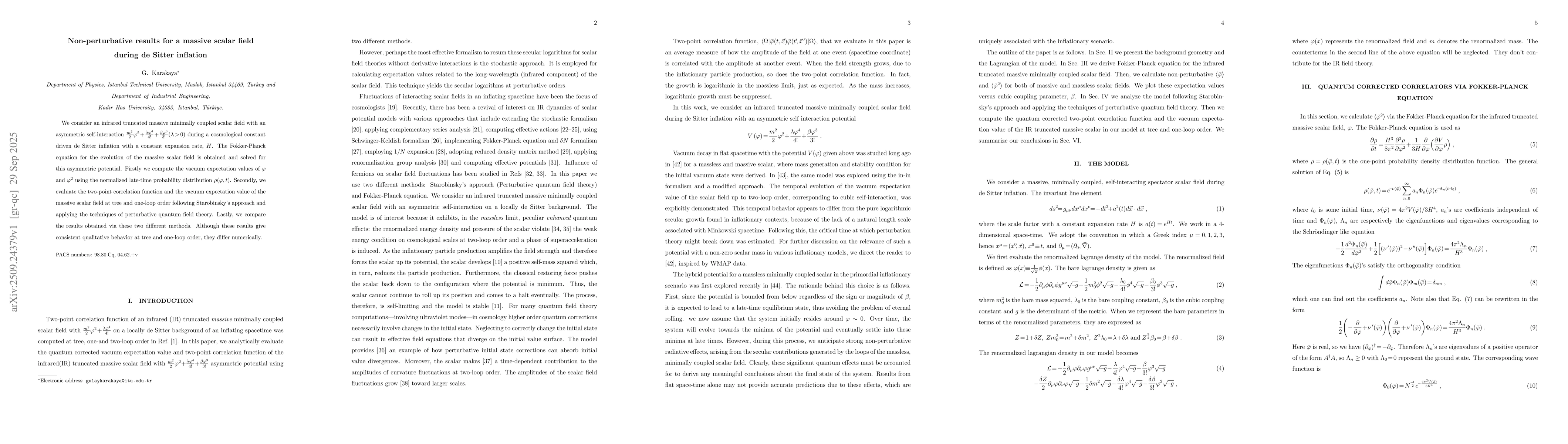 Thumbnail for Non-perturbative results for a massive scalar field during de Sitter
  inflation