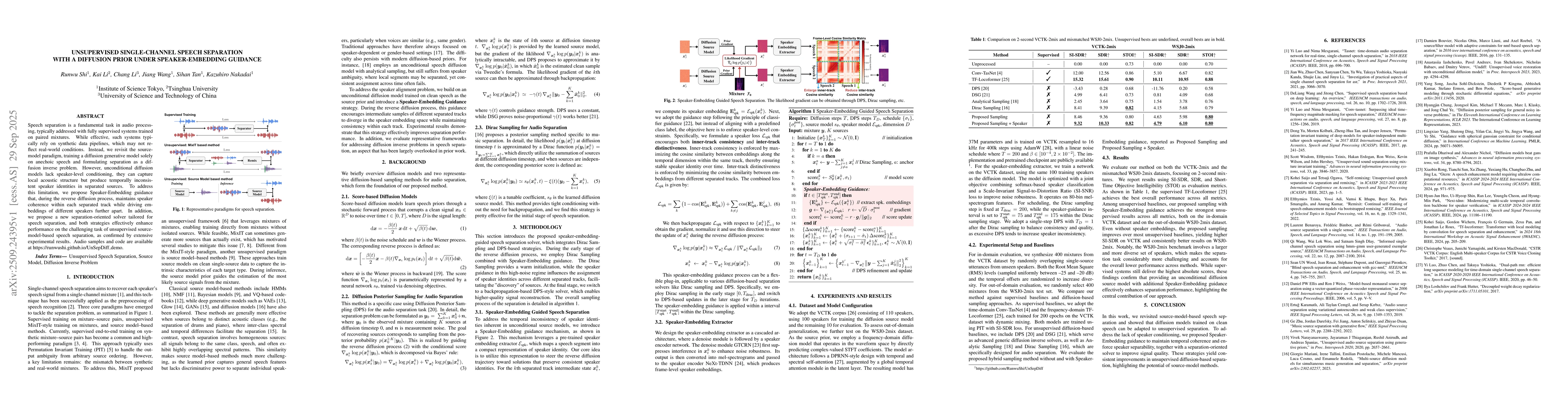 Thumbnail for Unsupervised Single-Channel Speech Separation with a Diffusion Prior
  under Speaker-Embedding Guidance