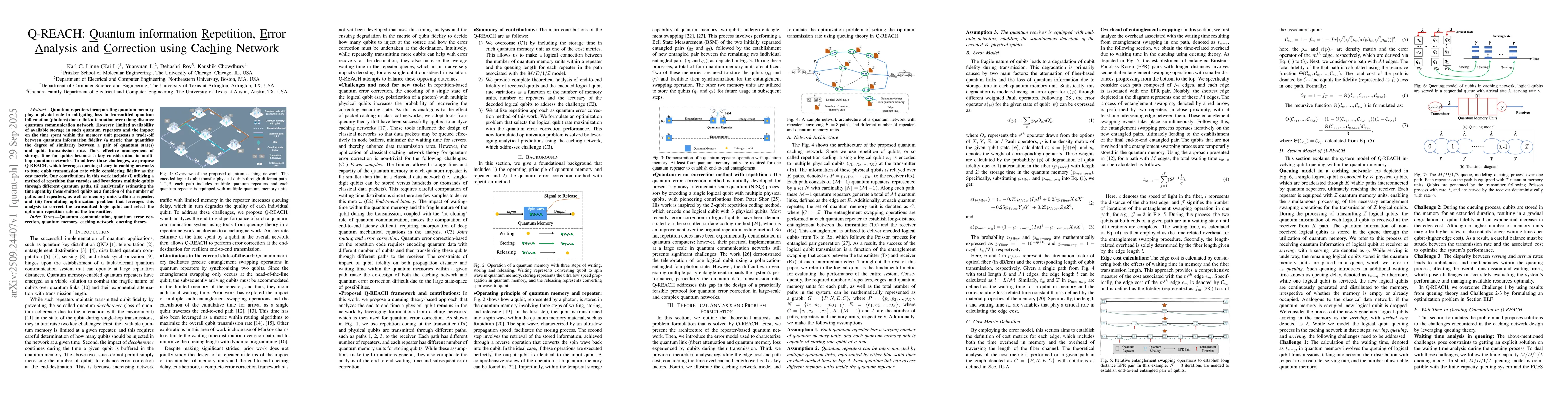 Thumbnail for Q-REACH: Quantum information Repetition, Error Analysis and Correction
  using Caching Network