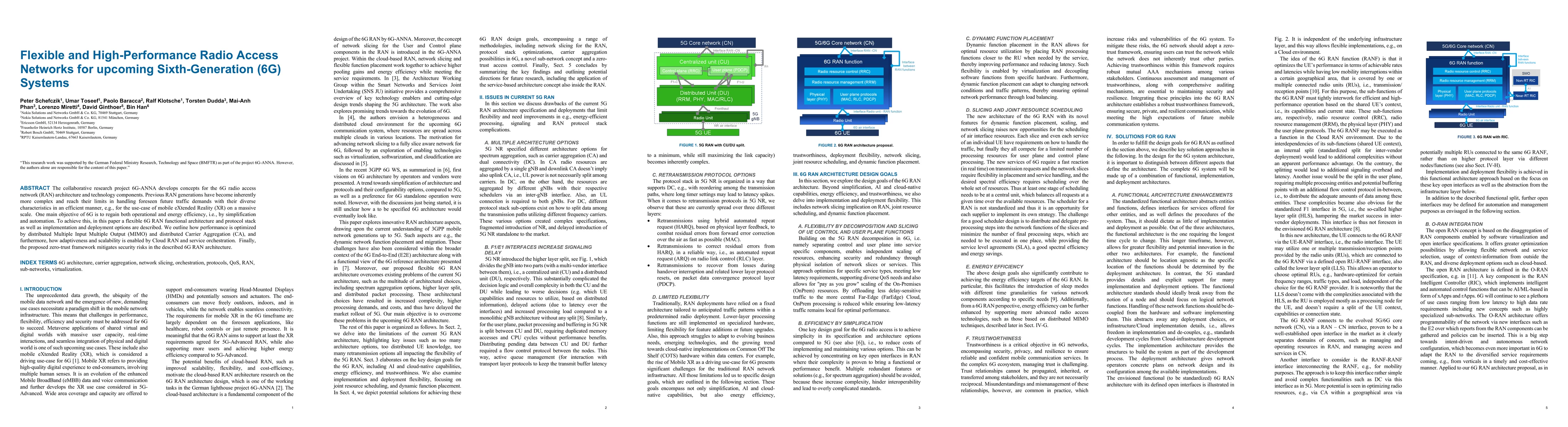Thumbnail for Flexible and High-Performance Radio Access Networks for upcoming
  Sixth-Generation (6G) Systems