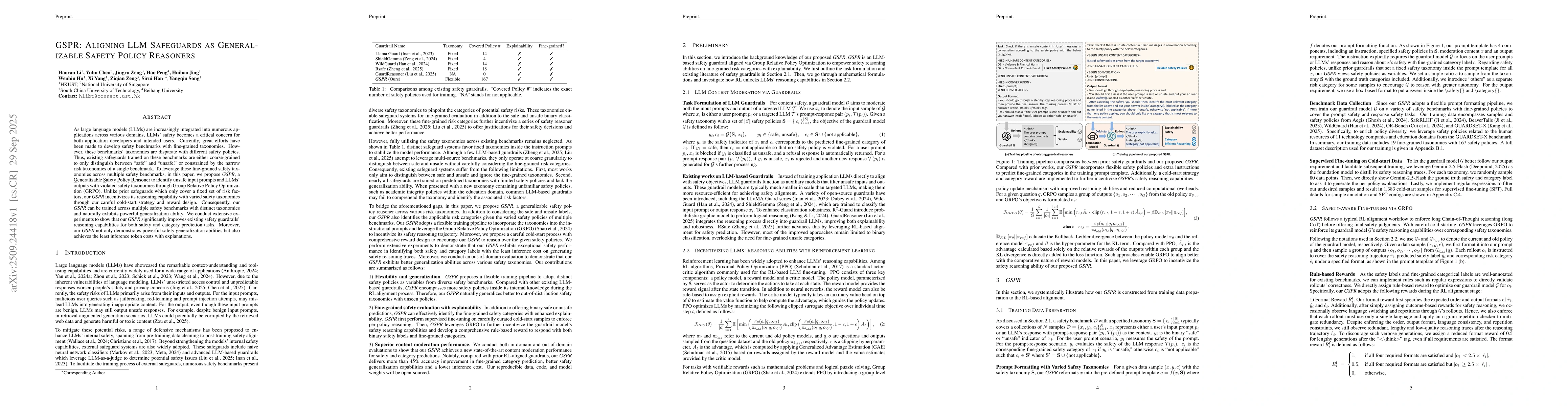 Thumbnail for GSPR: Aligning LLM Safeguards as Generalizable Safety Policy Reasoners