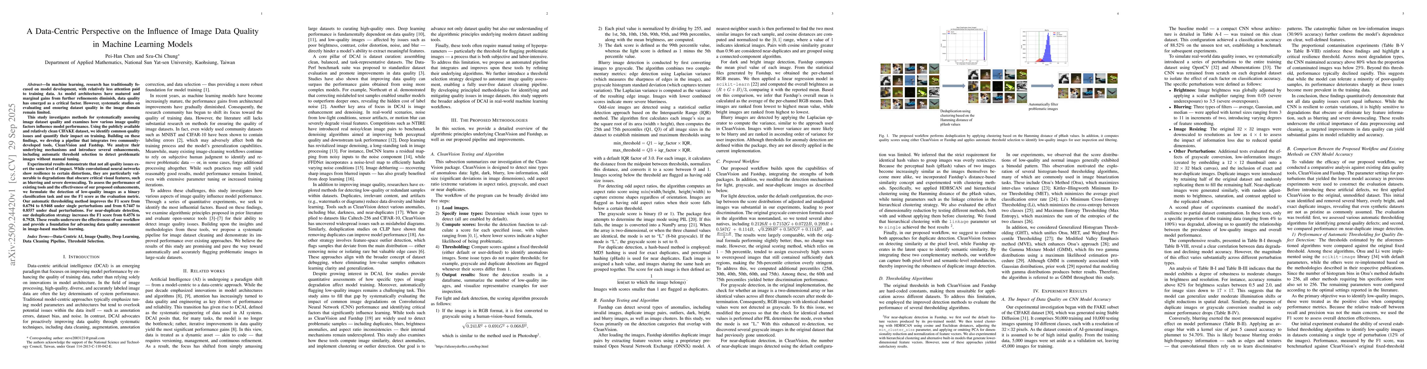 Thumbnail for A Data-Centric Perspective on the Influence of Image Data Quality in
  Machine Learning Models