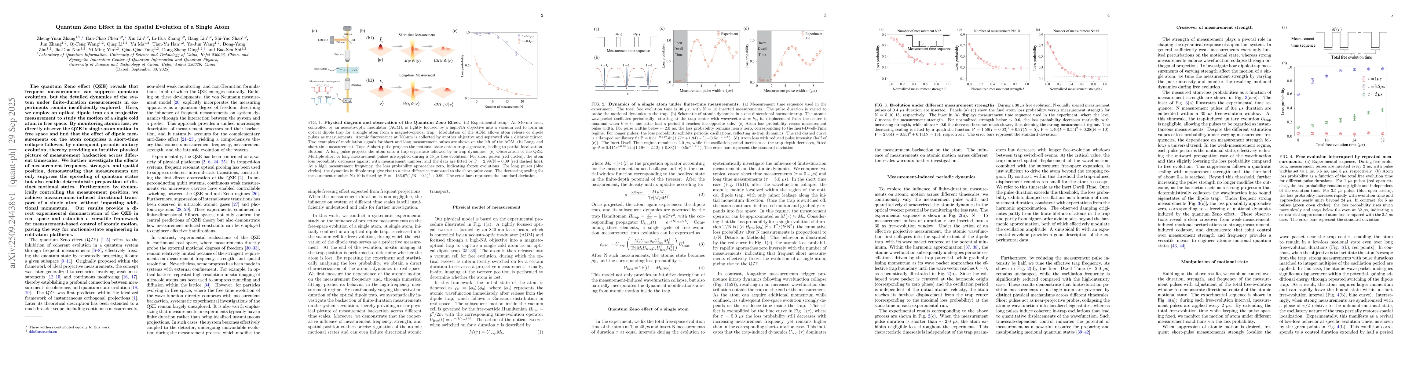 Thumbnail for Quantum Zeno Effect in the Spatial Evolution of a Single Atom