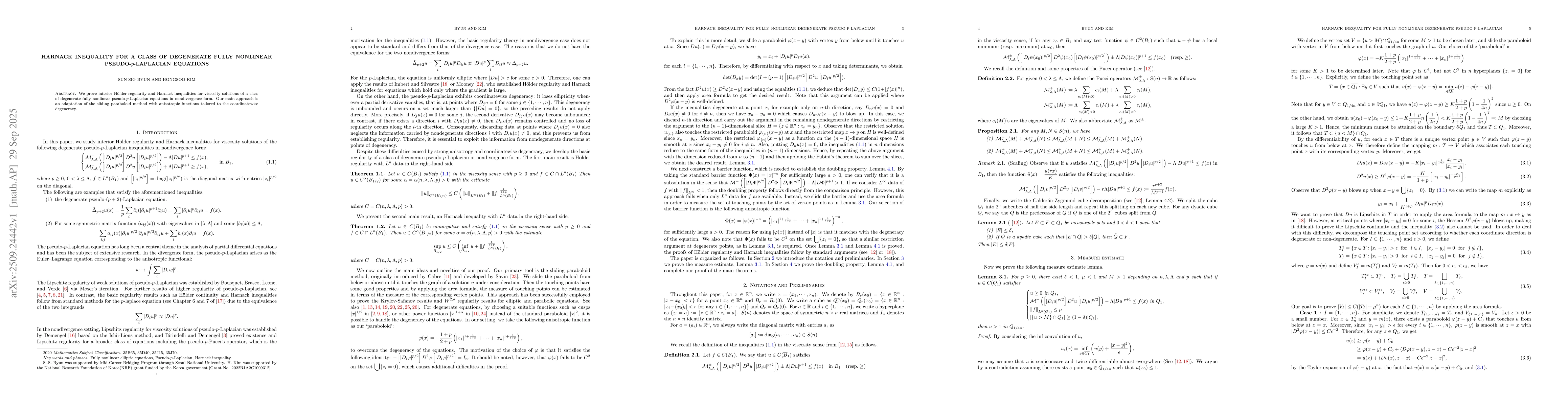 Thumbnail for Harnack inequality for a class of degenerate fully nonlinear
  pseudo-$p$-Laplacian equations